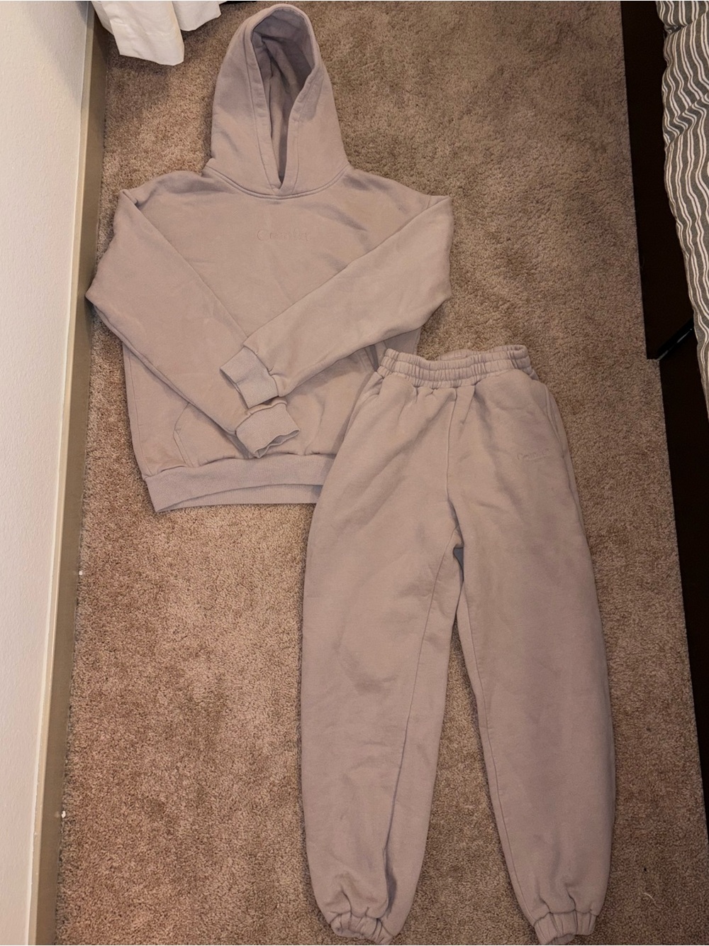 Comfrt Taupe Hooded Sweatshirt & Jogger Set - perfect for the fall!!